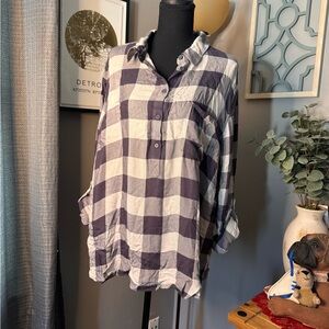Cosmic Blue Love Checkered Blouse